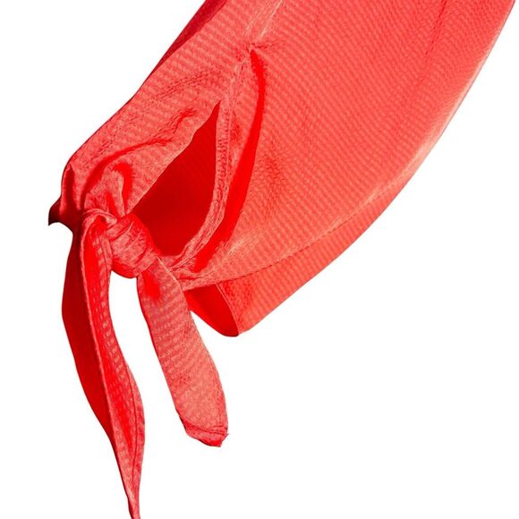 MICHAEL Michael Kors Solid Satin Tie Sleeve Split V-Neck Woven Blouse Size XL - Picture 5 of 13